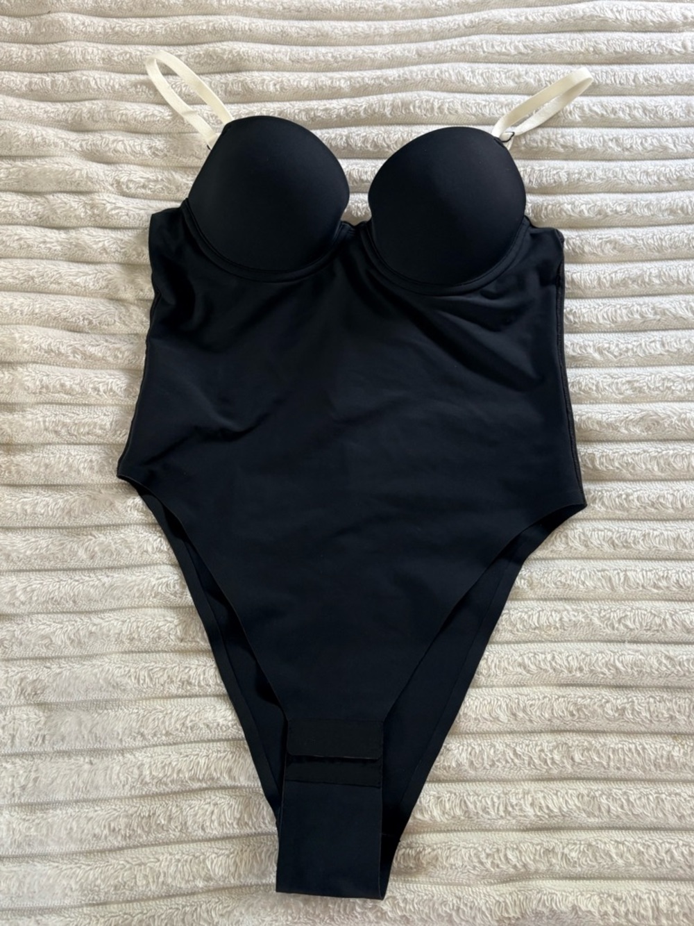 La SENZA Black Bodysuit with Cream Straps SZ S